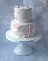 Ballet cake 1st birthday pink & white